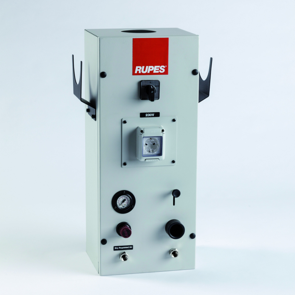 Een mobiele post kan eventueel meerdere voorzieningen samenbrengen: elektriciteit, stofafzuiging, perslucht enz.